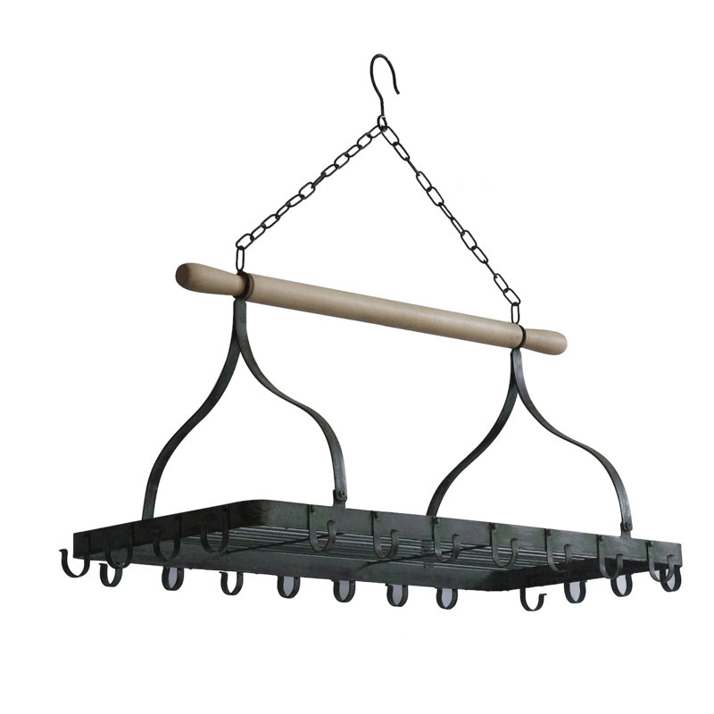 Gracie Oaks Metal Handcrafted Rectangle Hanging Pot Rack & Reviews
